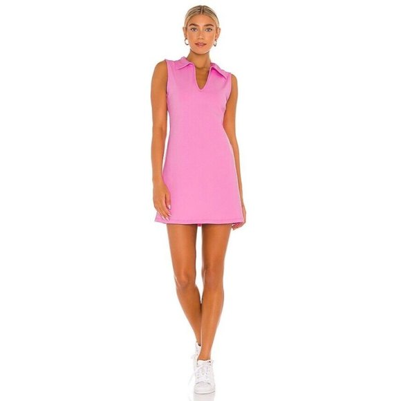 YEAR OF OURS Club Dress True Pink Jersey Collar Bodycon Mini - Picture 4 of 9